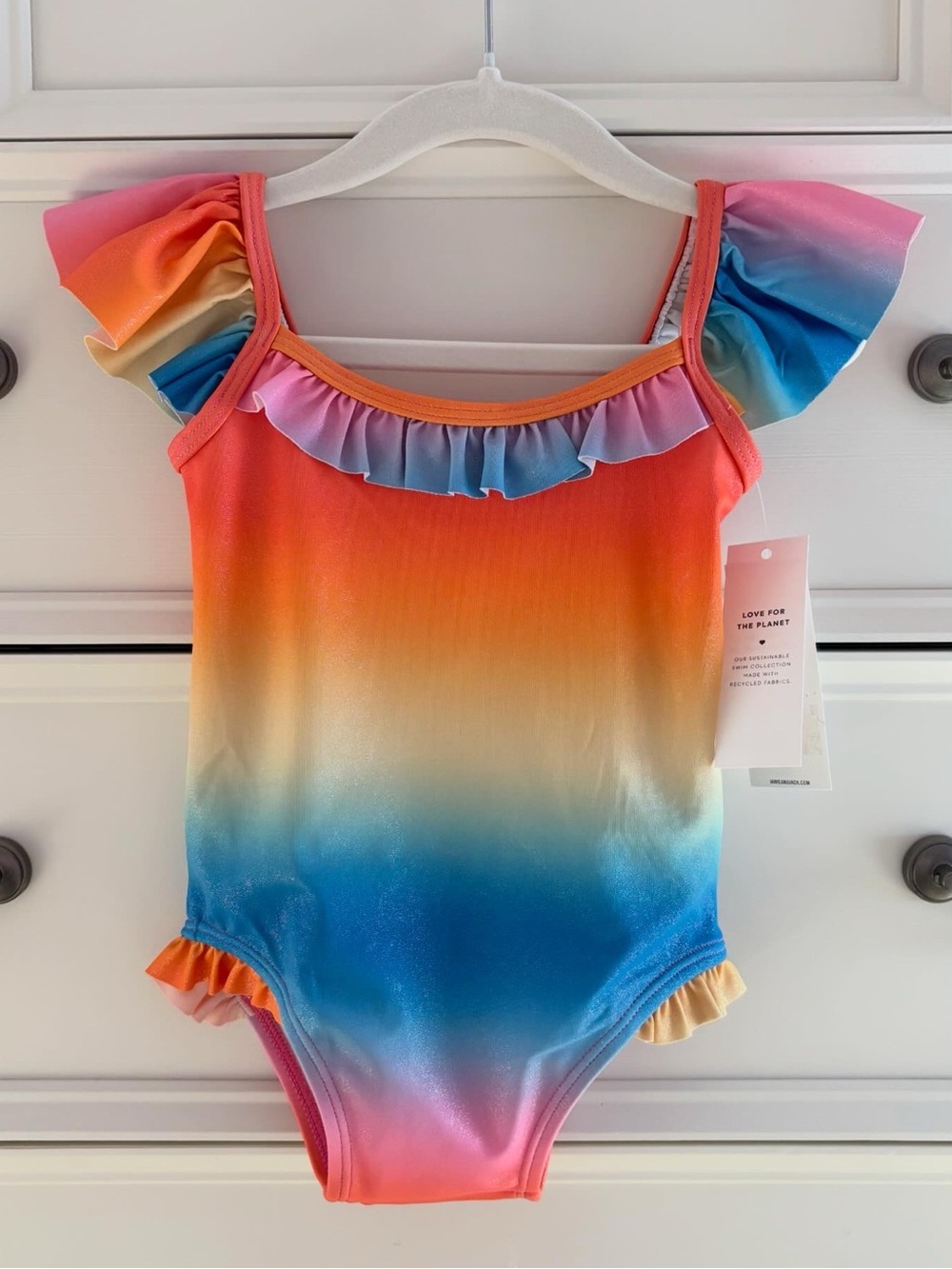 NWT Janie and Jack Baby Girl Multicolor Ruffle Swim One Piece Size 18-24 Months